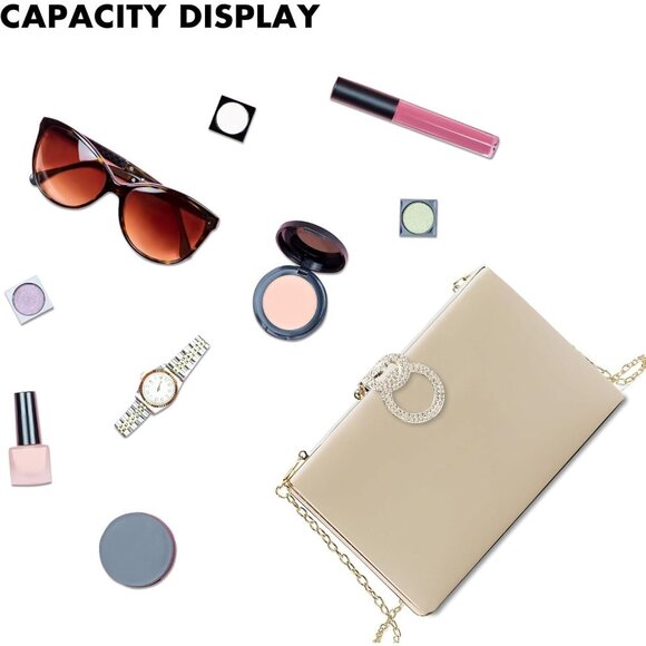 Women's Faux leather inch Girls Handbag Push Lock Clutch Purses Polyester Bags - Picture 5 of 6